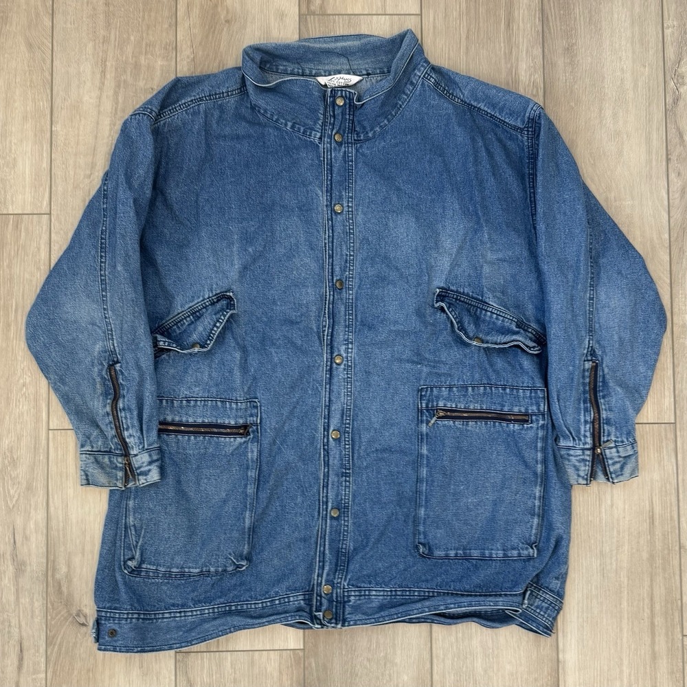 Truly Yours Womens 2X Blue Button Down Long Sleeve Vintage Denim Jacket 90s Y2K